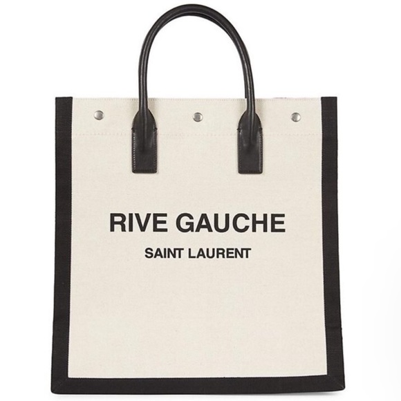MSRP $1,995 NWT Authentic Saint Laurent Rive Gauche Tote Bag in Greggio Nero! - Picture 1 of 16